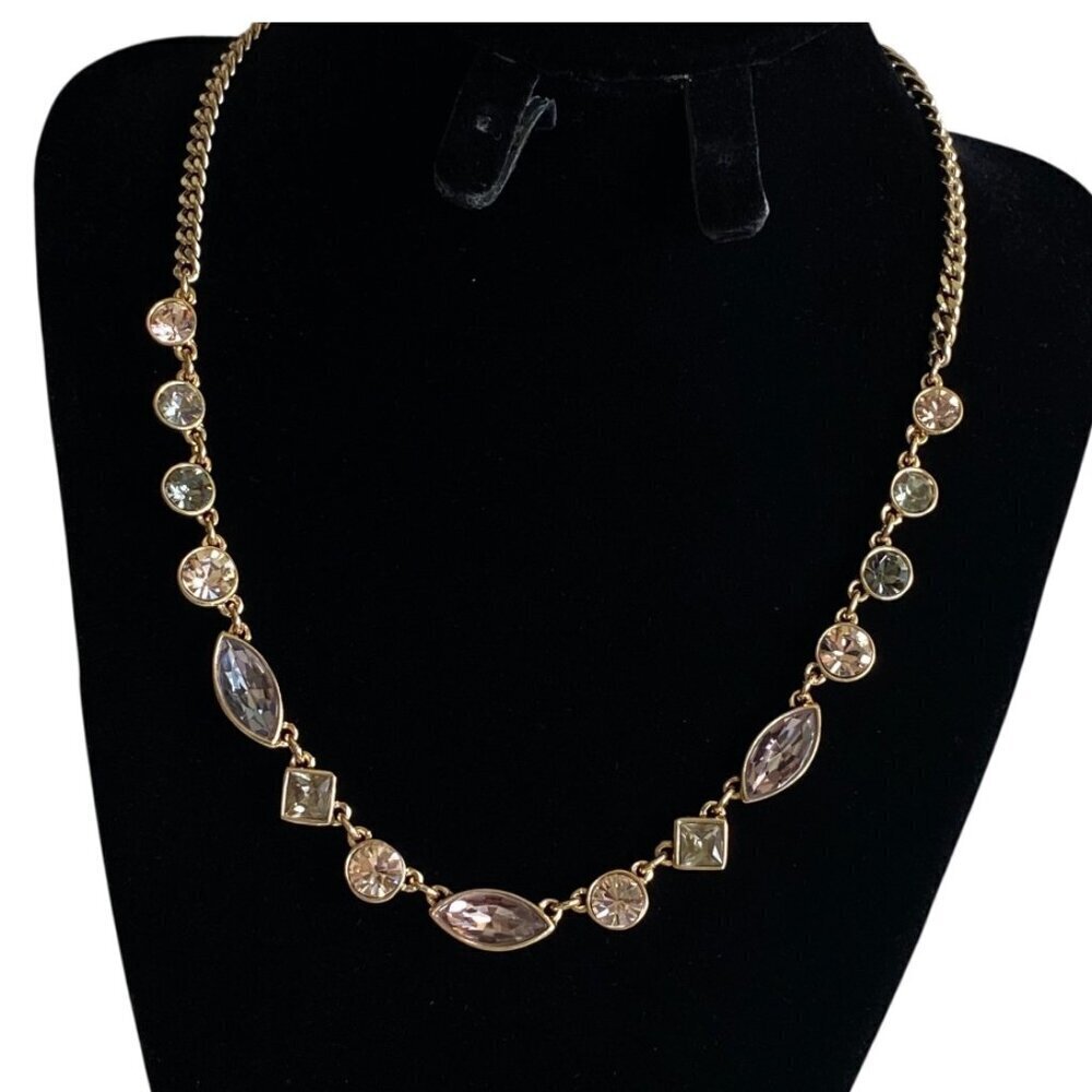 DKNY Gold Tone Multi Shape Crystal Necklace
